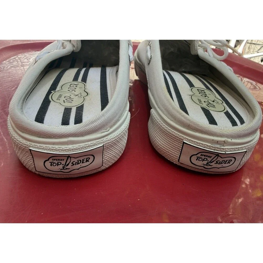 NEW Women Sperry Top-Sider Bahama Clog White Boat Shoes Slides Canvas size 9 M